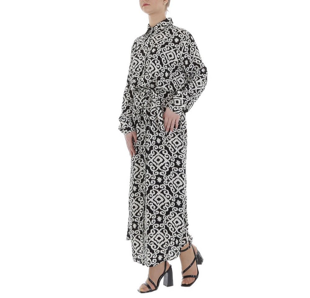 Ital-Design Maxikleid Damen Freizeit (85885216) Ornamente Blusenkleid in Schwarz – Bild 2 von 5