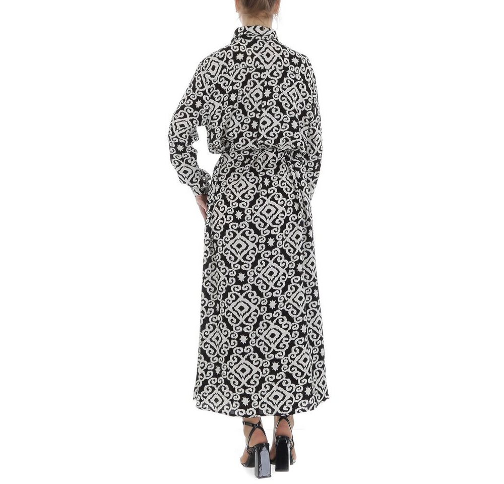 Ital-Design Maxikleid Damen Freizeit (85885216) Ornamente Blusenkleid in Schwarz – Bild 3 von 5