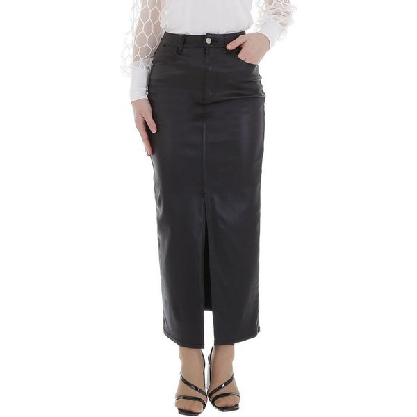 Ital-Design Maxirock Damen Elegant (86358992) Glänzend Maxirock in Schwarz
