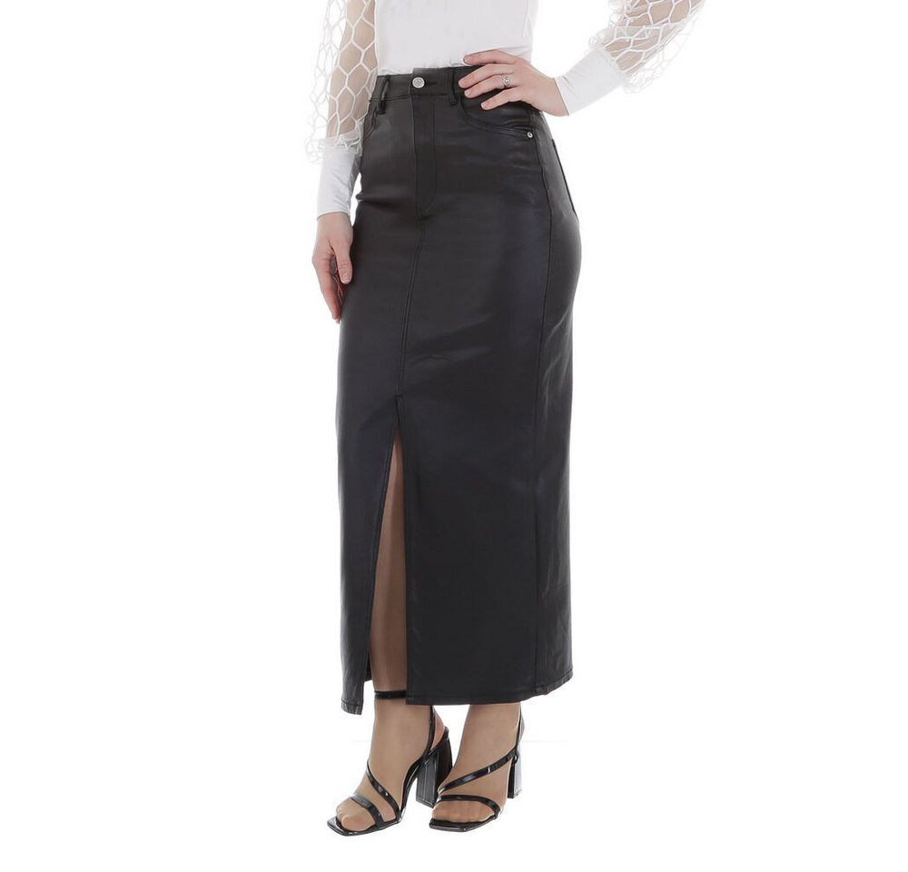 Ital-Design Maxirock Damen Elegant (86358992) Glänzend Maxirock in Schwarz – Bild 2 von 5