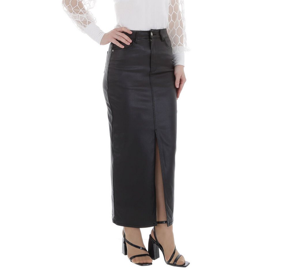 Ital-Design Maxirock Damen Elegant (86358992) Glänzend Maxirock in Schwarz – Bild 4 von 5
