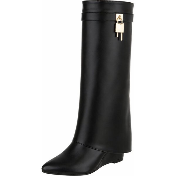 Ital-Design Moderne Damenstiefel mit elegantem Design und Komfort Keilstiefel (91116992) Keilabsatz/Wedge Stiefel in Schwarz