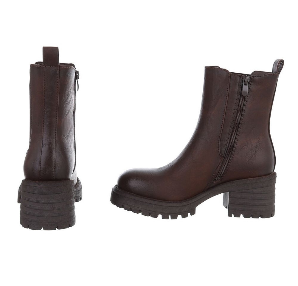 Ital-Design Modische Chelsea Boots mit elastischen Einsätzen für Damen Plateaustiefelette (90648976) Blockabsatz Stiefeletten in Braun – Bild 5 von 5