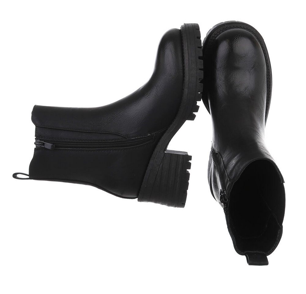 Ital-Design Modische Chelsea Boots mit elastischen Einsätzen für Damen Plateaustiefelette (90648981) Blockabsatz Stiefeletten in Schwarz – Bild 2 von 5