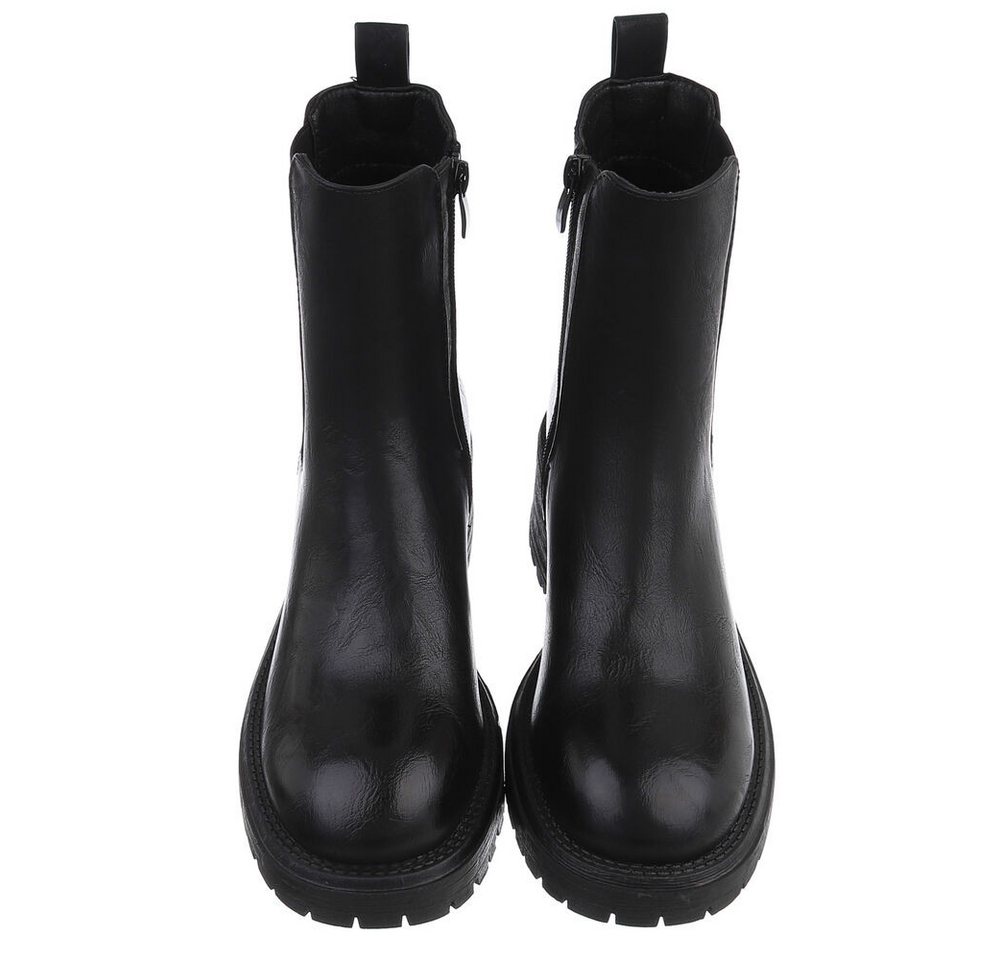 Ital-Design Modische Chelsea Boots mit elastischen Einsätzen für Damen Plateaustiefelette (90648981) Blockabsatz Stiefeletten in Schwarz – Bild 4 von 5