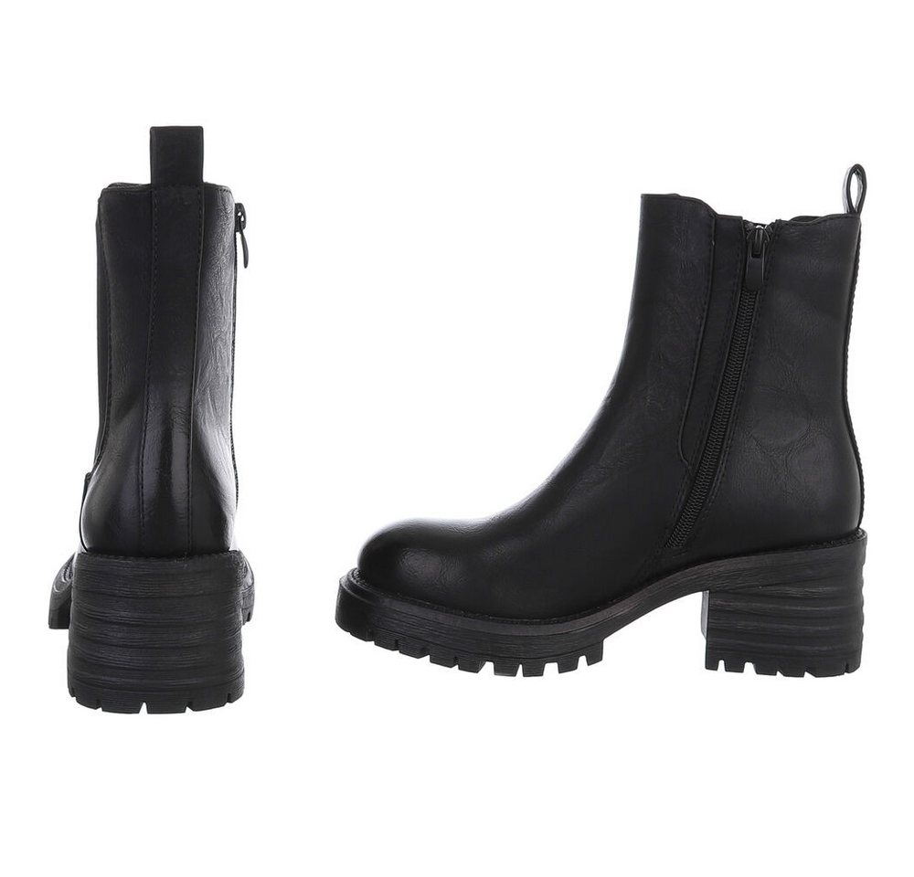 Ital-Design Modische Chelsea Boots mit elastischen Einsätzen für Damen Plateaustiefelette (90648981) Blockabsatz Stiefeletten in Schwarz – Bild 5 von 5
