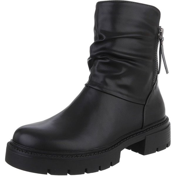 Ital-Design Modische Stiefeletten mit geschopftem Schaft für Damen Stiefelette (90109787) Blockabsatz Stiefeletten in Schwarz