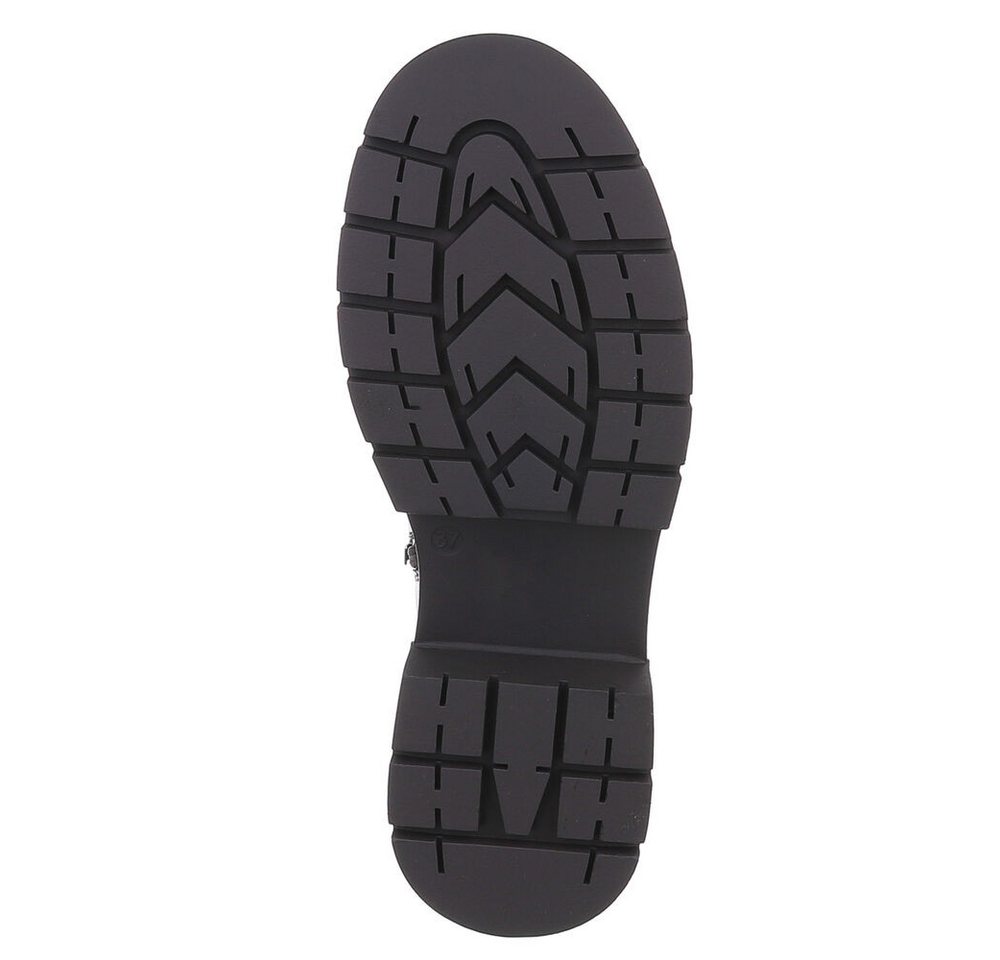 Ital-Design Modische Stiefeletten mit geschopftem Schaft für Damen Stiefelette (90109787) Blockabsatz Stiefeletten in Schwarz – Bild 3 von 5