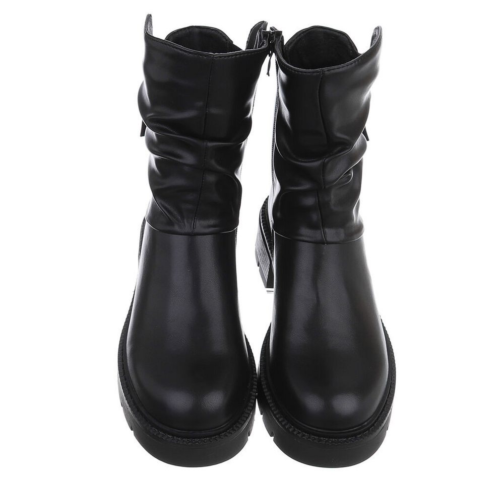 Ital-Design Modische Stiefeletten mit geschopftem Schaft für Damen Stiefelette (90109787) Blockabsatz Stiefeletten in Schwarz – Bild 4 von 5