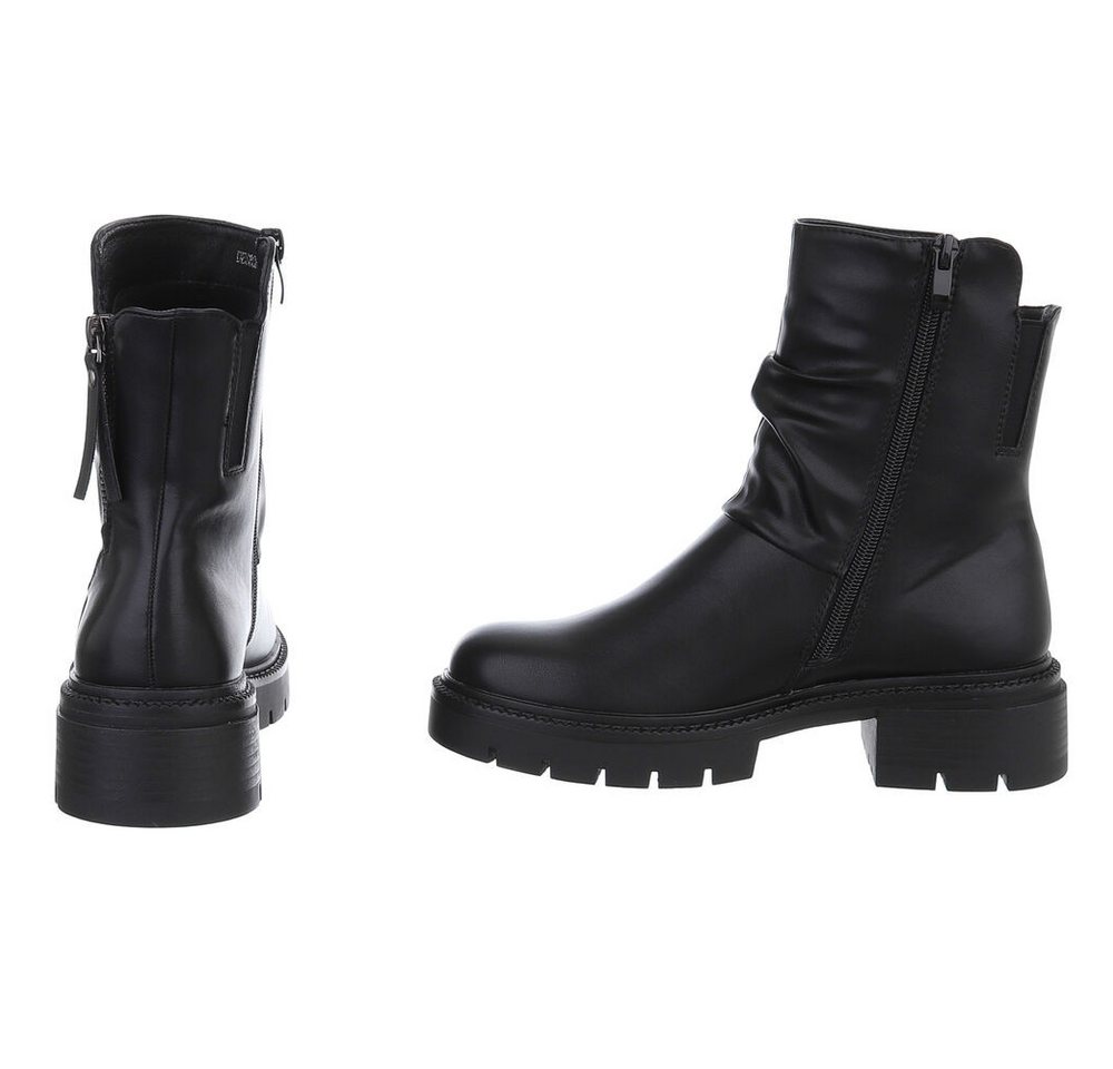 Ital-Design Modische Stiefeletten mit geschopftem Schaft für Damen Stiefelette (90109787) Blockabsatz Stiefeletten in Schwarz – Bild 5 von 5