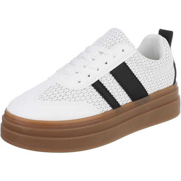 Ital-Design Modischer Sneaker mit atmungsaktivem Obermaterial für Damen Sneaker (91409116) Keilabsatz/Wedge Sneakers Low in Schwarz