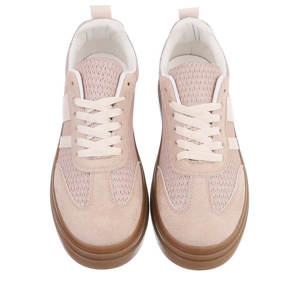 Ital-Design Modischer Sneaker mit atmungsaktivem Obermaterial für Damen Sneaker (91409101) Keilabsatz/Wedge Sneakers Low in Hellbraun – Bild 4 von 5