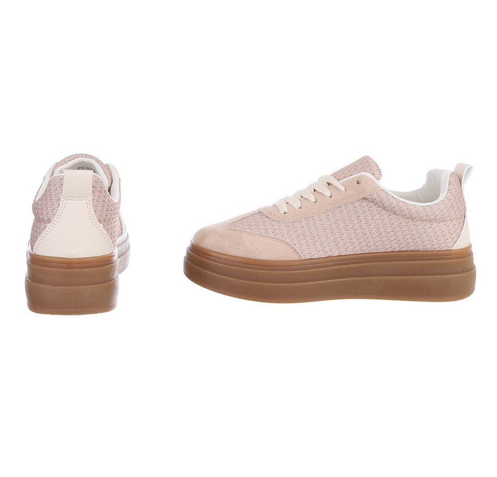 Ital-Design Modischer Sneaker mit atmungsaktivem Obermaterial für Damen Sneaker (91409101) Keilabsatz/Wedge Sneakers Low in Hellbraun – Bild 5 von 5