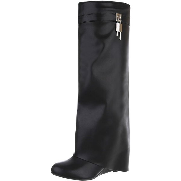 Ital-Design Overknee-Stiefel mit Blockabsatz und Zip-Verschluss Keilstiefel (90458235) Keilabsatz/Wedge Stiefel in Schwarz
