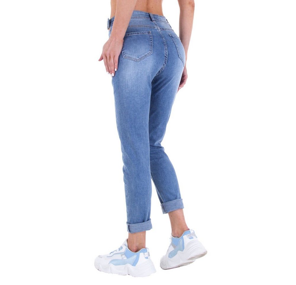 Ital-Design Straight-Jeans Damen Freizeit (79457714) Stretch Straight Leg Jeans in Blau – Bild 3 von 5
