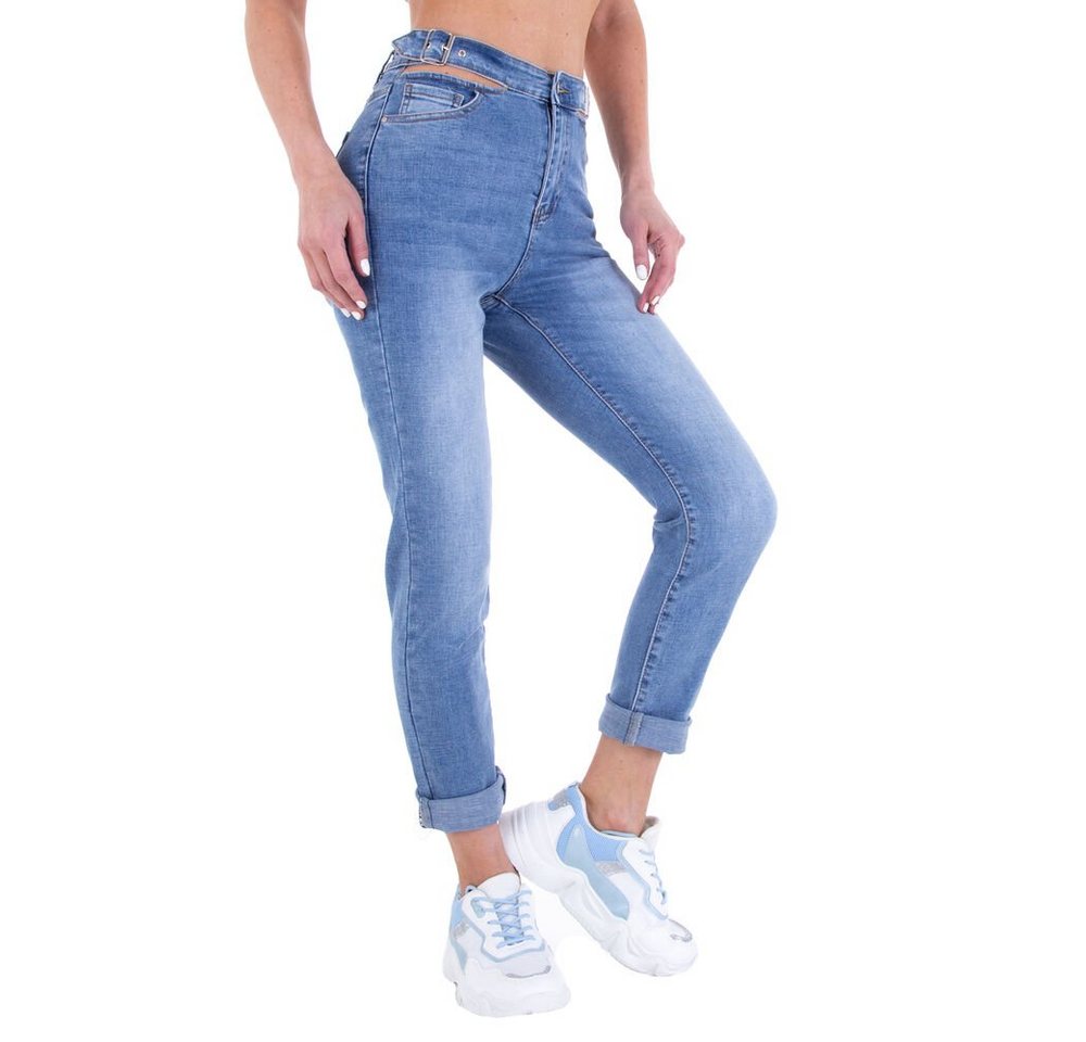 Ital-Design Straight-Jeans Damen Freizeit (79457714) Stretch Straight Leg Jeans in Blau – Bild 4 von 5