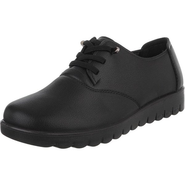 Ital-Design Vielseitiger Freizeitschuh mit hohem Tragekomfort für Damen Schnürschuh (91554609) Flach Schnürer in Schwarz