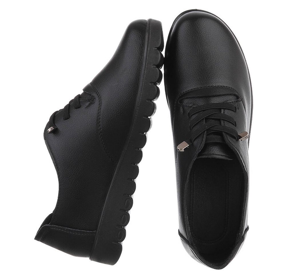 Ital-Design Vielseitiger Freizeitschuh mit hohem Tragekomfort für Damen Schnürschuh (91554609) Flach Schnürer in Schwarz – Bild 2 von 5