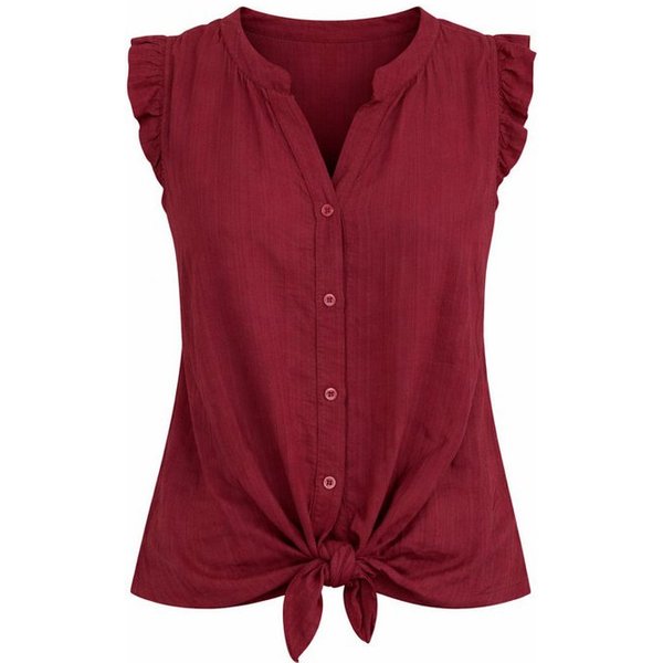 ITALY VIBES Rüschenbluse - Rüschentop Damen - elegantes Blusentop - Viskose - Weinrot ONE SIZE / passend für