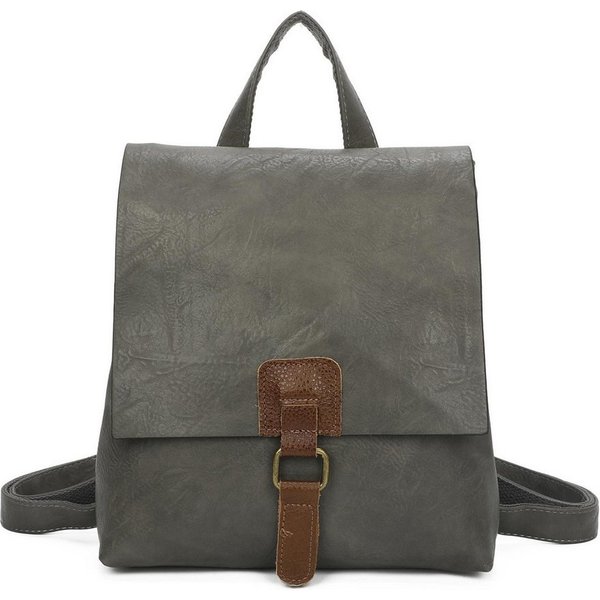 ITALYSHOP24 Rucksack Damen Schultertasche Backpack Umhängetasche CrossBody Leder Optik Bag, Geräumiges Hauptfach, praktische Fächer, komfortabel, leicht & robus