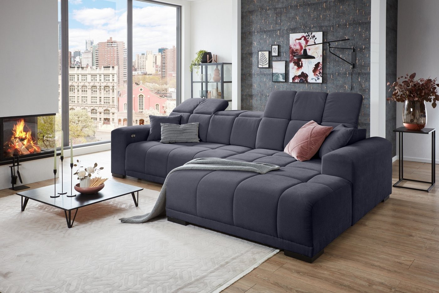 Iwaniccy Wohnlandschaft Kopfteilverstellung, Sitzverstellung, schwarz - 301x113x195cm (BxHxT) – Bild 2 von 5