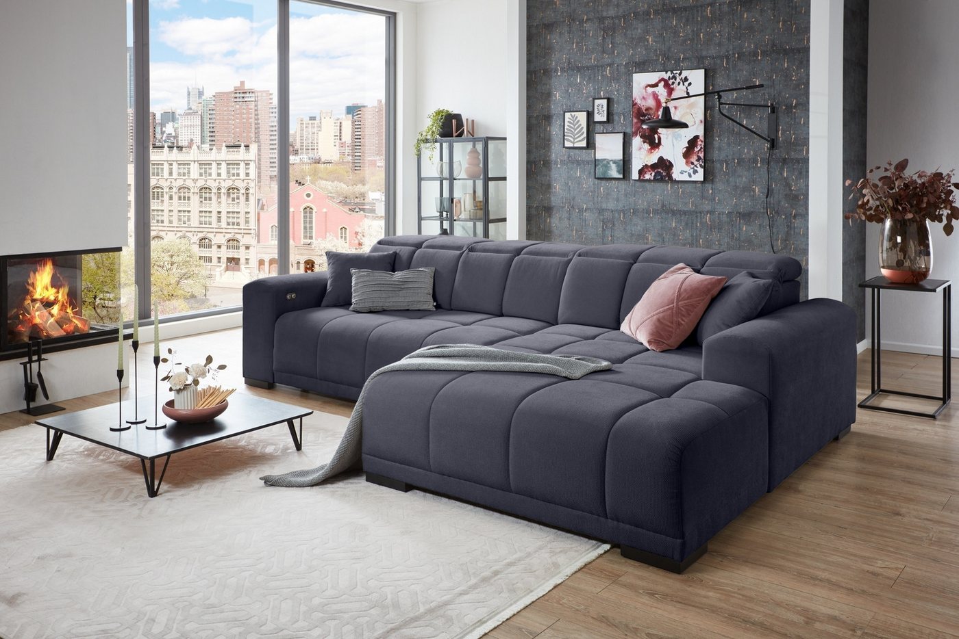 Iwaniccy Wohnlandschaft Kopfteilverstellung, Sitzverstellung, schwarz - 301x113x195cm (BxHxT) – Bild 3 von 5