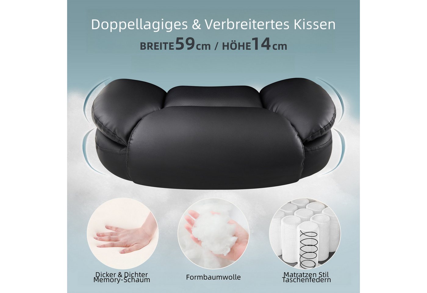 IWMH Chefsessel Ergonomischer Bürostuhl, Höhenverstellbar Gaming Stuhl (PU-Leder Schreibtischstuhl), Drehstuhl mit klappbarer Armlehnen und Lendenwirbelstütze – Bild 4 von 5