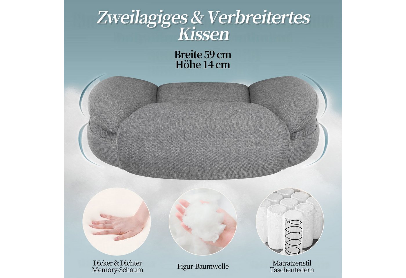 IWMH Chefsessel Ergonomischer Bürostuhl, Höhenverstellbar Gaming Stuhl (Stoff Schreibtischstuhl), Drehstuhl mit klappbarer Armlehnen und Lendenwirbelstütze – Bild 4 von 5
