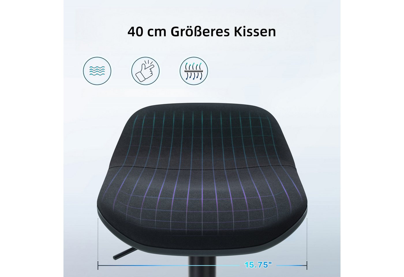 IWMH Drehhocker Höhenverstellbar Bürohocker, Drehbar Arbeitshocker ohne Rollen, Hocker für Büro, Schlafzimmer, Küche, Wohnzimmer, Bar – Bild 4 von 5