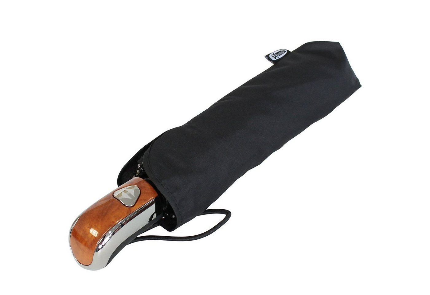 iX-brella Taschenregenschirm First Class - mit Auf-Zu-Automatik, Griff in Holz-Chrom-Optik – Bild 4 von 5
