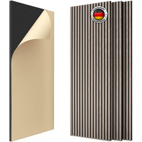 IZODEKOR 3D Wandpaneel Akustikpaneel Selbstklebend Holzoptik 60x120cm, BxL: 120x60 cm, 0,72 qm, (4 Wandpaneele, je 0,72 m², insgesamt 2,88 m)