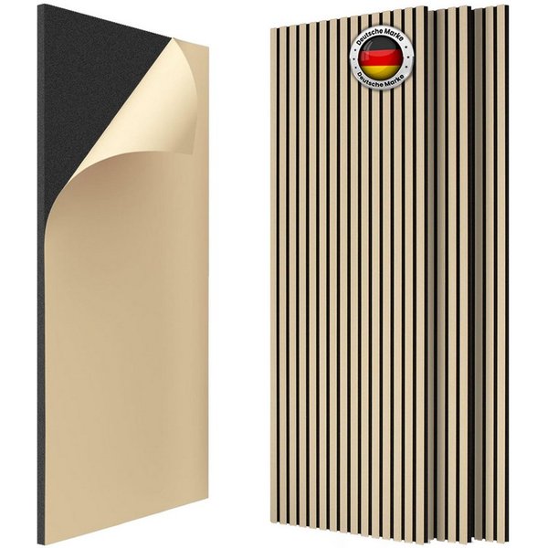 IZODEKOR 3D Wandpaneel Akustikpaneel Selbstklebend Holzoptik 60x120cm, BxL: 120x60 cm, 0,72 qm, (4 Wandpaneele, je 0,72 m², insgesamt 2,88 m)