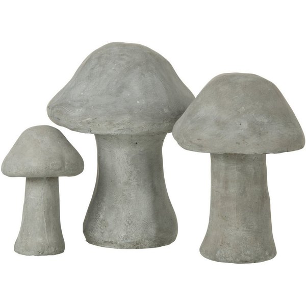 J-line Gartenfigur Figuren Pilz, Zement, Grau, 3 Stück im Set