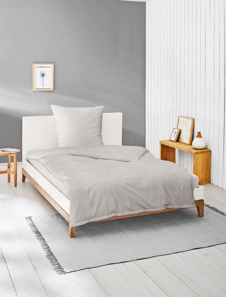 JACK Bettwäsche Einfarbig Uni große Farbauswahl versch. Größen, Satin, Anthrazit, Silber, Taupe, Weiß, luxuriöses Mako Satin Design – Bild 2 von 5