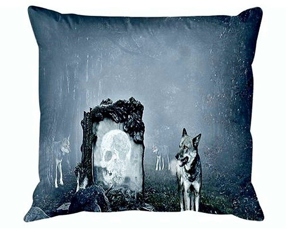 JACK Bettwäsche Microfaser Bettwäsche 135x200cm Wolf Guard Tier Fantasy Totenkopf Grau, Microfaser, 2 teilig, fotorealistischer Print Druck, Mystisch und geheim – Bild 2 von 5