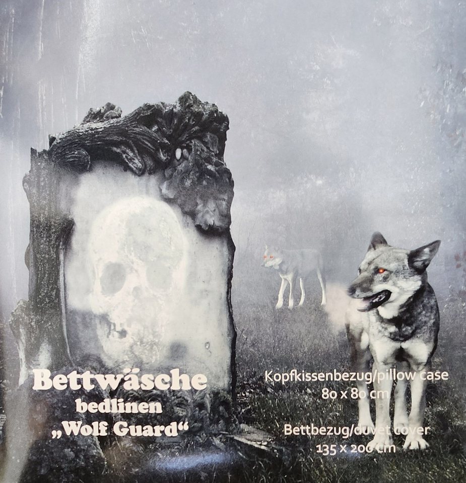 JACK Bettwäsche Microfaser Bettwäsche 135x200cm Wolf Guard Tier Fantasy Totenkopf Grau, Microfaser, 2 teilig, fotorealistischer Print Druck, Mystisch und geheim – Bild 5 von 5