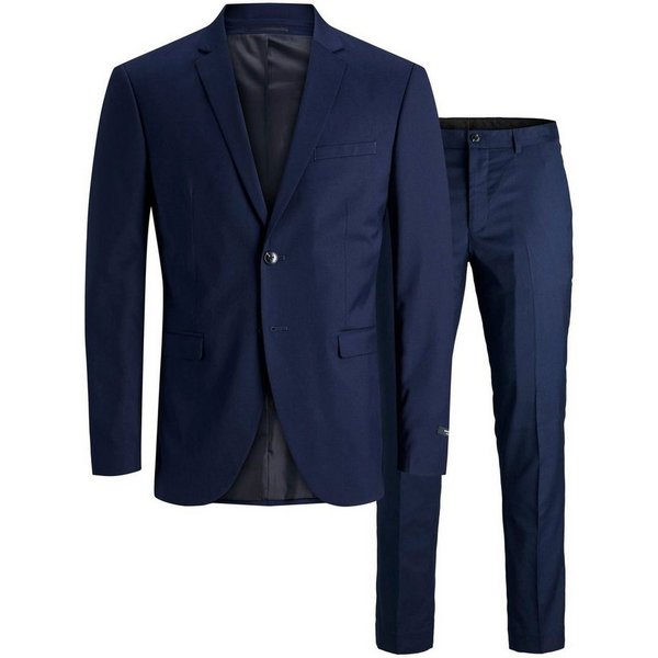 Jack & Jones Anzug JPRFRANCO Extra schmal, pflegeleicht, stilvoll mit fallendem Revers Materialmix aus Polyester, Viskose und Elasthan