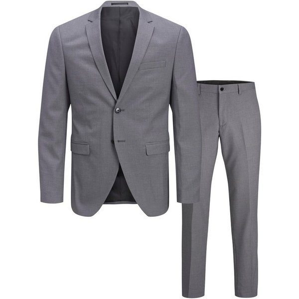 Jack & Jones Anzug JPRFRANCO Extra schmal, pflegeleicht, stilvoll mit fallendem Revers Materialmix aus Polyester, Viskose und Elasthan
