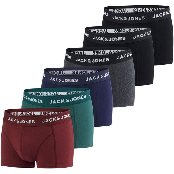 Jack & Jones Boxershorts Herren Retroshorts 6er Pack Basic Trunks (Vorteilspack, 6-St) Unterhosen mit Stretch