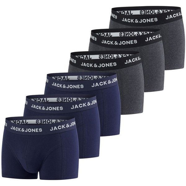 Jack & Jones Boxershorts Herren Retroshorts 6er Pack Basic Trunks (Vorteilspack, 6-St) Unterhosen mit Stretch