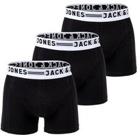 JACK AND JONES JACK&JONES Herren Boxer Shorts, 3er Pack - SENSE TRUNKS, Baumwoll-Stretch, Größe XL in Schwarz