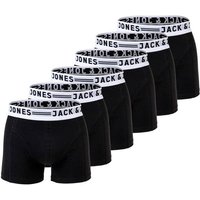 JACK AND JONES JACK&JONES Herren Boxer Shorts, 6er Pack - SENSE TRUNKS, Baumwoll-Stretch, Größe L in Schwarz