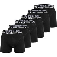 JACK AND JONES JACK&JONES Herren Boxer Shorts, 6er Pack - SENSE TRUNKS, Baumwoll-Stretch, Größe S in Schwarz