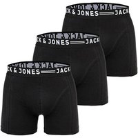 JACK AND JONES JACK&JONES Herren Boxer Shorts, 3er Pack - SENSE TRUNKS, Baumwoll-Stretch, Größe M in Schwarz