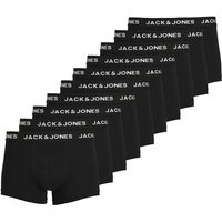 JACK AND JONES JACK&JONES Herren Boxer Shorts, 10er Pack - JACSOLID, Trunks, Baumwoll-Stretch, Logo einfarbig, Größe M in Schwarz