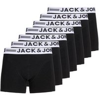 JACK AND JONES JACK&JONES Herren Boxershorts, 7er Pack - JACKSENSE TRUNKS, Baumwoll-Stretch, Logo, einfarbig, Größe L in Schwarz