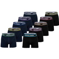 JACK AND JONES JACK&JONES Herren Boxershorts, 10er Pack - JACLIMES SOLID TRUNKS 10 PACK, Baumwoll-Stretch, Logo, Größe L in Schwarz