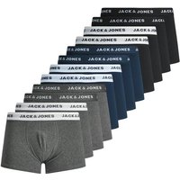 JACK AND JONES JACK&JONES Herren Boxershorts, 12er Pack - JACSOLID TRUNKS, Baumwoll-Stretch, Logobund, Größe 2XL in Schwarz