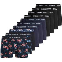 JACK AND JONES JACK&JONES Herren Boxershorts, 10er Pack - JACLAMINE FLOWER TRUNKS, Baumwoll-Stretch, Blumenprint, Größe 2XL in Schwarz