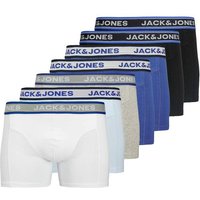 JACK AND JONES JACK&JONES Herren Boxershorts, 7er Pack - JACHUDSON SOLID TRUNKS 7 PACK, Baumwoll-Stretch, Größe 2XL in Schwarz